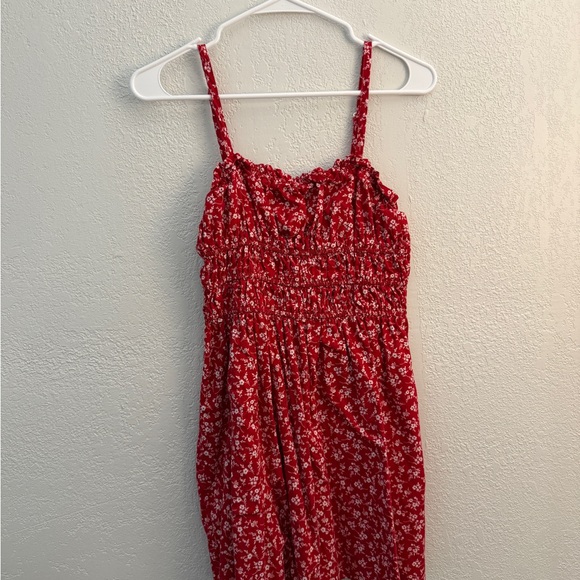 Red Floral Smocked Mini Dress - Picture 2 of 5